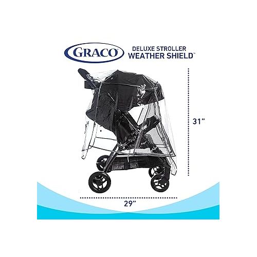 그라코 Graco Universal Baby Stroller Plastic Rain Cover & Weather Shield, Lightweight Waterproof Weathershield, Clear Vinyl Infant Car Seat Carriage Umbrella, Winter Snow Wind Protection Travel Accessories