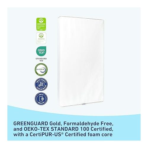 그라코 Graco 6-Inch Dual-Comfort Crib & Toddler Mattress - GREENGUARD Gold and OEKO-TEX STANDARD 100 Certified, CertiPUR-US Certified Foam, 2-Sided Mattress Fits Crib & Toddler Bed, Waterproof Sleep Surface