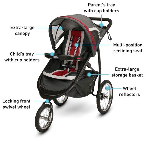 그라코 [아마존베스트]Graco Fastaction Fold Jogger Click Connect Travel System, Chili Red