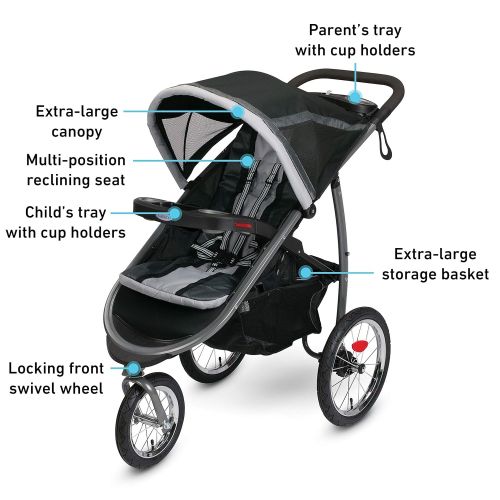 그라코 Graco FastAction Fold Jogger Travel System | Includes the FastAction Fold Jogging Stroller and SnugRide 35 Infant Car Seat, Gotham