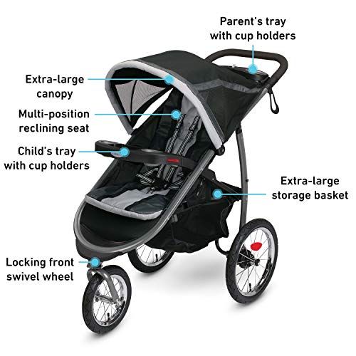 그라코 Graco FastAction Fold Jogger Travel System | Includes the FastAction Fold Jogging Stroller and SnugRide 35 Infant Car Seat, Gotham