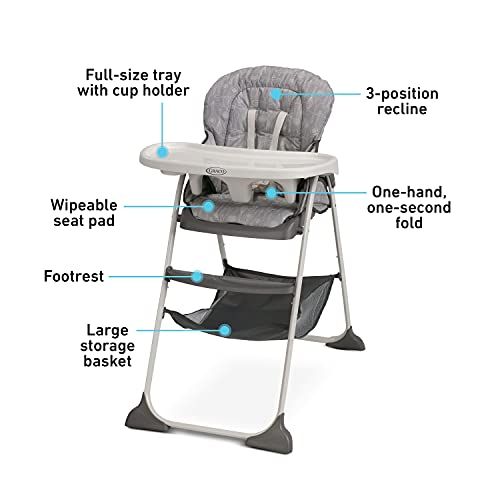 그라코 Graco Slim Snacker High Chair | Ultra Compact High Chair, Whisk