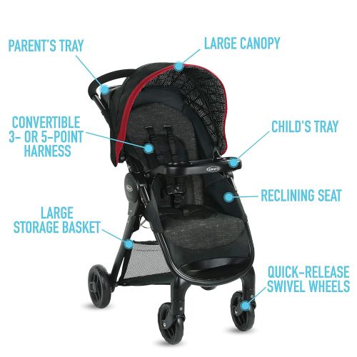 그라코 Graco FastAction SE Travel System | Includes FastAction SE Stroller and SnugRide 30 LX Infant Car Seat, Hilt