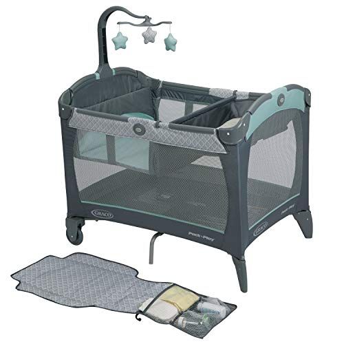 그라코 Graco Pack and Play Change n Carry Playard | Includes Portable Changing Pad, Manor