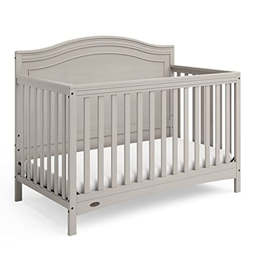 그라코 Graco Paris 4-in-1 Convertible Crib - Elegant Detailed Headboard, Converts to Toddler Day Bed, Full-Size, Non-Toxic Finish, Expert Tested for Safer Sleep, Brushed Fog