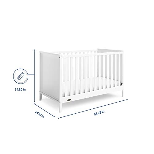 그라코 Graco Melbourne 3-in-1 Convertible Crib - Fits Standard Crib Mattress, Converts to Toddler & Daybed, Non-Toxic Finish, Expert Tested for Safer Sleep, White , 55.28x29.13x34.8 Inch