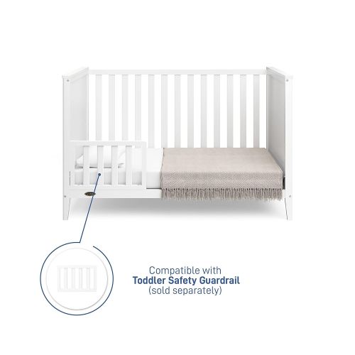 그라코 Graco Melbourne 3-in-1 Convertible Crib - Fits Standard Crib Mattress, Converts to Toddler & Daybed, Non-Toxic Finish, Expert Tested for Safer Sleep, White , 55.28x29.13x34.8 Inch