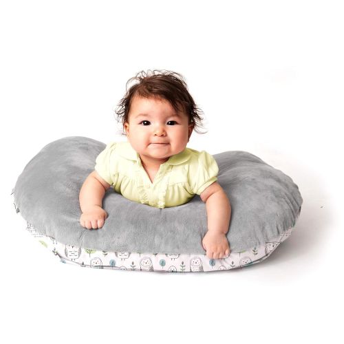 그라코 Graco Nursing Baby Pillow, Breastfeeding Cushion and Head Support for Infants, Solid Grey/Owl Pattern, 16.69 x 16.93 x 14.17 Inches