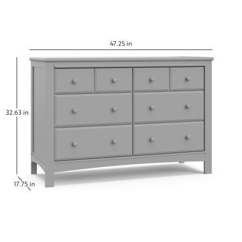 그라코 Graco Benton 6 Drawer Dresser (Pebble Gray) ? Easy New Assembly Process, Universal Design, Durable Steel Hardware and Euro-Glide Drawers with Safety Stops, Coordinates with Any Nur