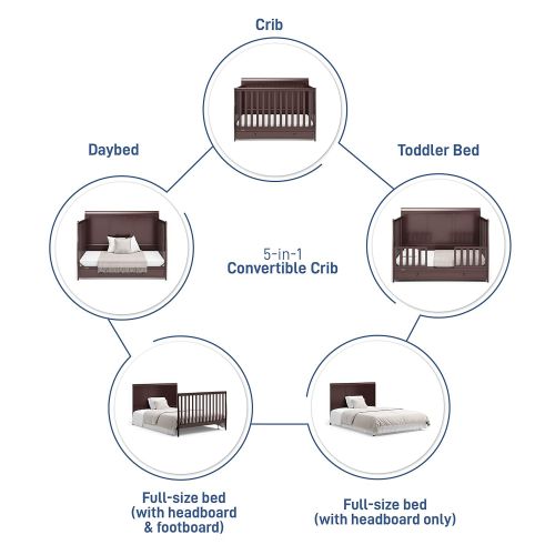 그라코 Graco Asheville 4-in-1 Convertible Crib with Drawer - Full-Size Storage Drawer, Crib Easily Converts to Daybed, Toddler Bed, and Full-Size Bed, Espresso , 53.23x30.31x40 Inch (Pack