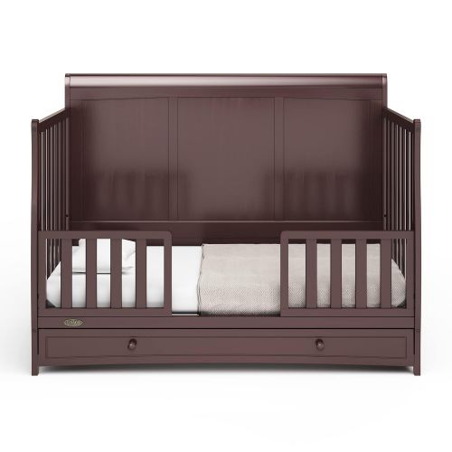그라코 Graco Asheville 4-in-1 Convertible Crib with Drawer - Full-Size Storage Drawer, Crib Easily Converts to Daybed, Toddler Bed, and Full-Size Bed, Espresso , 53.23x30.31x40 Inch (Pack