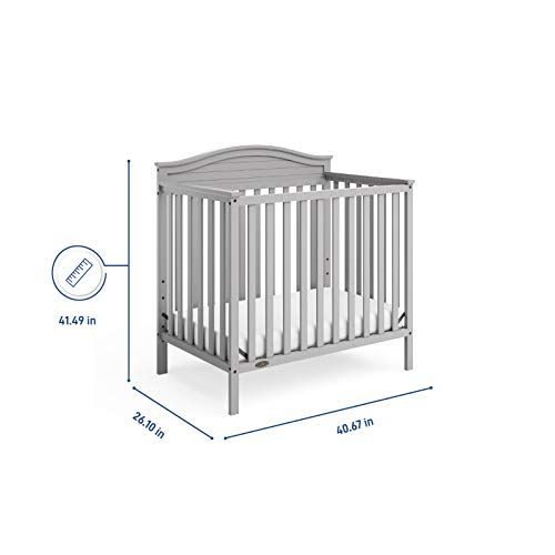 그라코 Graco Stella 4-in-1 Convertible Mini Crib with Bonus Mattress ? GREENGUARD Gold Certified, Includes Bonus 2.75 Inch Thick Mattress with Water-Resistant Cover, Pebble Gray