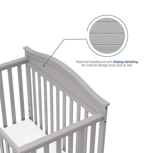 그라코 Graco Stella 4-in-1 Convertible Mini Crib with Bonus Mattress ? GREENGUARD Gold Certified, Includes Bonus 2.75 Inch Thick Mattress with Water-Resistant Cover, Pebble Gray