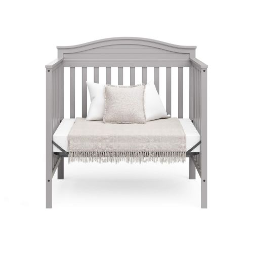 그라코 Graco Stella 4-in-1 Convertible Mini Crib with Bonus Mattress ? GREENGUARD Gold Certified, Includes Bonus 2.75 Inch Thick Mattress with Water-Resistant Cover, Pebble Gray