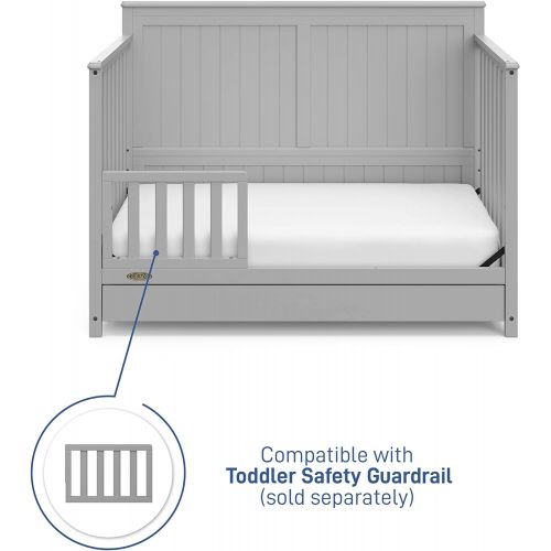 그라코 Graco Hadley 4-in-1 Convertible Crib with Drawer - GREENGUARD Gold Certified, Converts to Daybed, Toddler and Full-Size Bed, Adjustable Mattress Height, Undercrib Storage, Pebble G