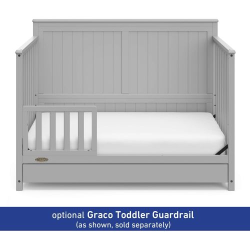 그라코 Graco Hadley 4-in-1 Convertible Crib with Drawer - GREENGUARD Gold Certified, Converts to Daybed, Toddler and Full-Size Bed, Adjustable Mattress Height, Undercrib Storage, Pebble G