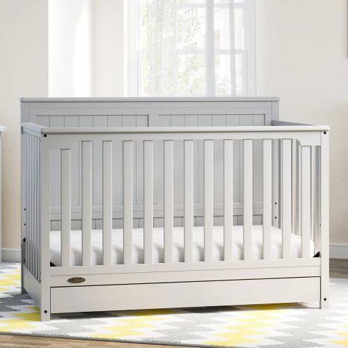 그라코 Graco Hadley 4-in-1 Convertible Crib with Drawer - GREENGUARD Gold Certified, Converts to Daybed, Toddler and Full-Size Bed, Adjustable Mattress Height, Undercrib Storage, Pebble G