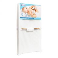 Graco Premium Contoured Infant and Baby Changing Pad Ultra Soft Buckle Cover for Premium Comfort Water Resistant Baby Safety Belt NonSkid Bottom Fits Standard Changing Topper, Whit