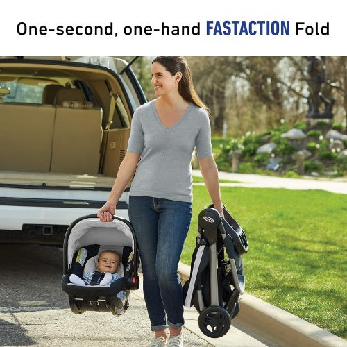 그라코 GRACO FastAction SE Travel System Includes Quick Folding Stroller and SnugRide 35 Lite Infant Car Seat, Derby
