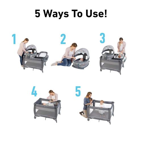 그라코 Graco Pack n Play Travel Dome LX Playard Includes Portable Bassinet, Full-Size Infant Bassinet, and Diaper Changer, Leyton