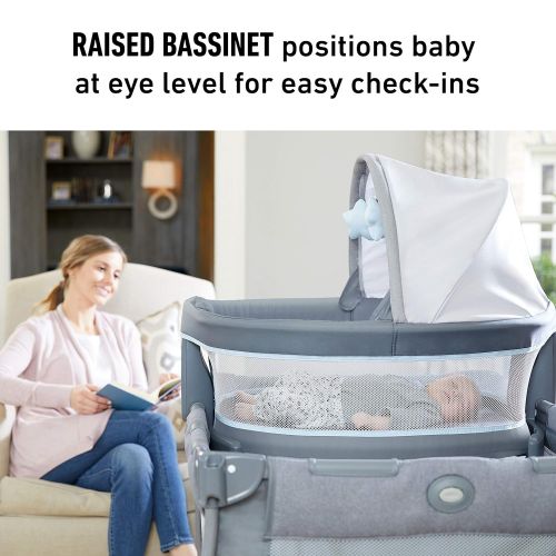 그라코 Graco Pack n Play Travel Dome LX Playard Includes Portable Bassinet, Full-Size Infant Bassinet, and Diaper Changer, Leyton