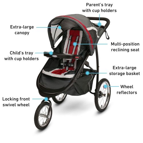 그라코 [아마존베스트]Graco FastAction Fold Jogger Travel System | Includes the FastAction Fold Jogging Stroller and SnugRide 35 Infant Car Seat, Chili Red