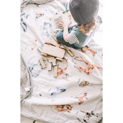 그라코 Graco Soft Muslin Baby Blanket with 26 Watercolor Alphabet Animals - 47 x 47 Inches Muslin Quilt for...