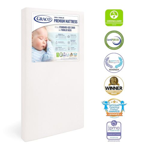 그라코 Graco Premium Foam Crib & Toddler Mattress ? 2021 Edition, GREENGUARD Gold and CertiPUR-US Certified, 100% Machine Washable, Breathable, Water-Resistant Cover, Ideal Firmness for I