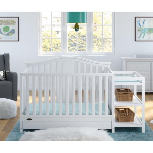 그라코 Graco Solano 4-in-1 Convertible Crib with Drawer and Changer (White) - JPMA-Certified Crib and Changer & Premium Foam Crib & Toddler Mattress ? GREENGUARD Gold and CertiPUR-US Cert