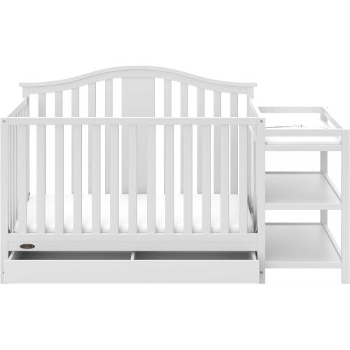 그라코 Graco Solano 4-in-1 Convertible Crib with Drawer and Changer (White) - JPMA-Certified Crib and Changer & Premium Foam Crib & Toddler Mattress ? GREENGUARD Gold and CertiPUR-US Cert