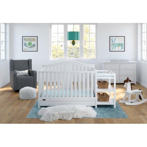 그라코 Graco Solano 4-in-1 Convertible Crib with Drawer and Changer (White) - JPMA-Certified Crib and Changer & Premium Foam Crib & Toddler Mattress ? GREENGUARD Gold and CertiPUR-US Cert