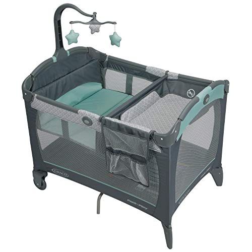 그라코 Graco Pack and Play Change n Carry Playard Includes Portable Changing Pad, Manor, 40x28.5x29 Inch (Pack of 1)