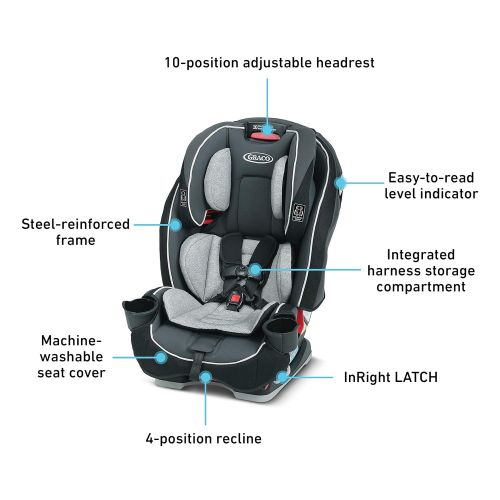 그라코 Graco SlimFit 3 in 1 Car Seat -Slim & Comfy Design Saves Space in Your Back Seat, Darcie, One Size