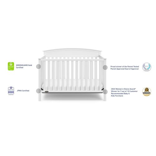 그라코 Graco Benton 4-in-1 Convertible Crib (White) Solid Pine and Wood Product Construction, Converts to Toddler Bed, Day Bed, and Full Size Bed (Mattress Not Included)