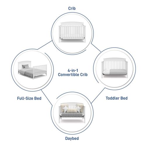 그라코 Graco Benton 4-in-1 Convertible Crib (White) Solid Pine and Wood Product Construction, Converts to Toddler Bed, Day Bed, and Full Size Bed (Mattress Not Included)