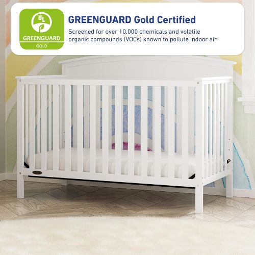 그라코 Graco Benton 4-in-1 Convertible Crib (White) Solid Pine and Wood Product Construction, Converts to Toddler Bed, Day Bed, and Full Size Bed (Mattress Not Included)