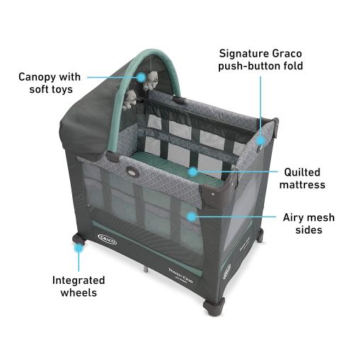 그라코 Graco Travel Lite Crib Travel Crib Converts from Bassinet to Playard, Manor