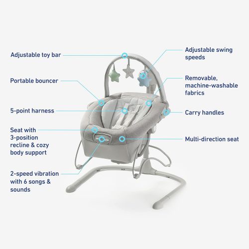 그라코 Graco Soothe n Sway LX Swing with Portable Bouncer, Modern Cottage Collection