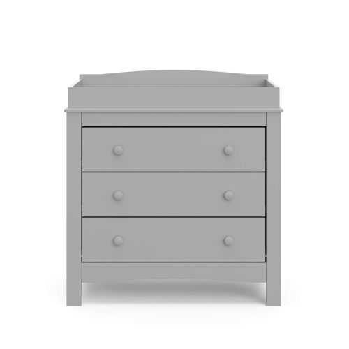 그라코 Graco Noah Chest with Changing Topper Nursery Dresser with Changing Top Changing Table Dresser Nursery Chest of Drawers Fits Standard Size Baby Changing Pad, Pebble Gray