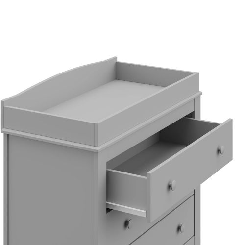 그라코 Graco Noah Chest with Changing Topper Nursery Dresser with Changing Top Changing Table Dresser Nursery Chest of Drawers Fits Standard Size Baby Changing Pad, Pebble Gray