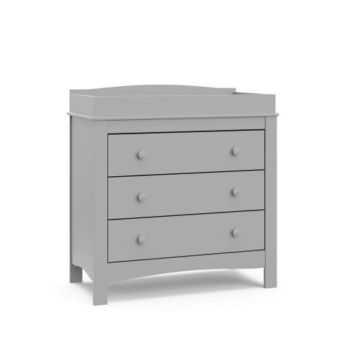 그라코 Graco Noah Chest with Changing Topper Nursery Dresser with Changing Top Changing Table Dresser Nursery Chest of Drawers Fits Standard Size Baby Changing Pad, Pebble Gray