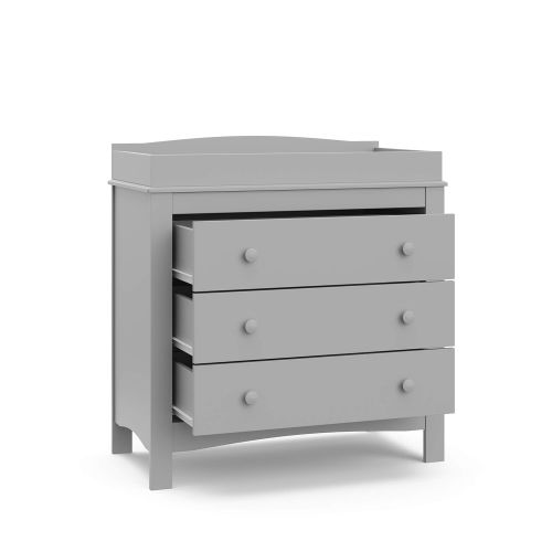 그라코 Graco Noah Chest with Changing Topper Nursery Dresser with Changing Top Changing Table Dresser Nursery Chest of Drawers Fits Standard Size Baby Changing Pad, Pebble Gray