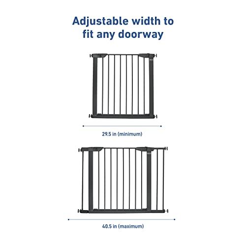 그라코 Graco BabySteps Walk-Thru Metal Safety Gate (Gray) - Pressure-Mounted Baby Gate for Doorway, Expands from 29.5-40.5 Inches, 29.5 Inches Tall, Includes 3 Extensions, Perfect for Chi