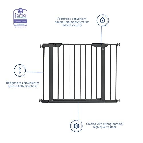 그라코 Graco BabySteps Walk-Thru Metal Safety Gate (Gray) - Pressure-Mounted Baby Gate for Doorway, Expands from 29.5-40.5 Inches, 29.5 Inches Tall, Includes 3 Extensions, Perfect for Chi