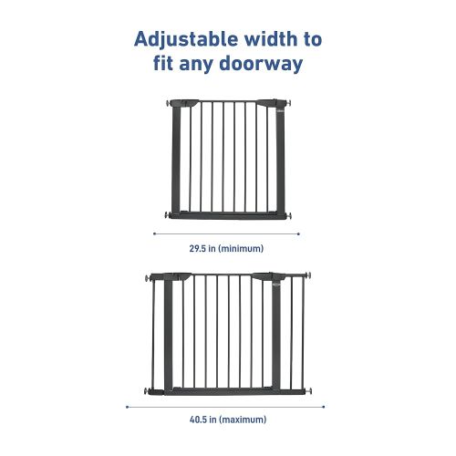 그라코 Graco BabySteps Walk-Thru Metal Safety Gate (Gray) - Pressure-Mounted Baby Gate for Doorway, Expands from 29.5-40.5 Inches, 29.5 Inches Tall, Includes 3 Extensions, Perfect for Chi