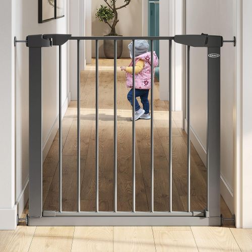 그라코 Graco BabySteps Walk-Thru Metal Safety Gate (Gray) - Pressure-Mounted Baby Gate for Doorway, Expands from 29.5-40.5 Inches, 29.5 Inches Tall, Includes 3 Extensions, Perfect for Chi