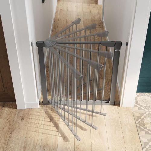 그라코 Graco BabySteps Walk-Thru Metal Safety Gate (Gray) - Pressure-Mounted Baby Gate for Doorway, Expands from 29.5-40.5 Inches, 29.5 Inches Tall, Includes 3 Extensions, Perfect for Chi