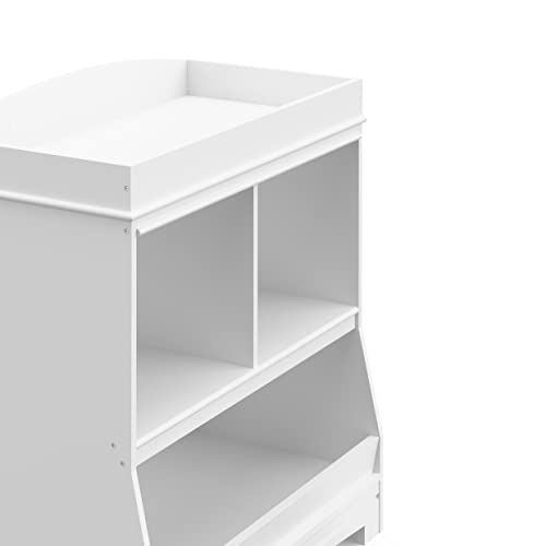 그라코 Graco Benton Changing Table with Storage and Removable Topper (White) - GREENGUARD Gold Certified, 2 Open Storage Cubbies, 1 Large Storage Bin, Removable Changing Topper