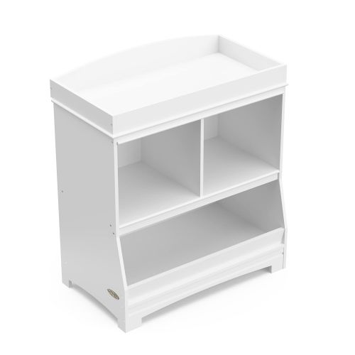 그라코 Graco Benton Changing Table with Storage and Removable Topper (White) - GREENGUARD Gold Certified, 2 Open Storage Cubbies, 1 Large Storage Bin, Removable Changing Topper