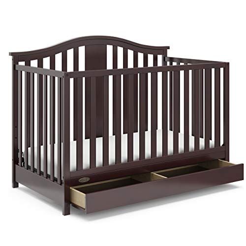 그라코 Graco Solano 4-in-1 Convertible Crib with Drawer - Converts to Daybed, Toddler Bed, and Full Size Bed, Undercrib Storage Drawer, Adjustable Mattress Height, Espresso